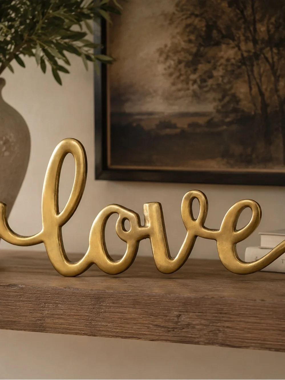 Gold 'Love' Script Wall Decor
